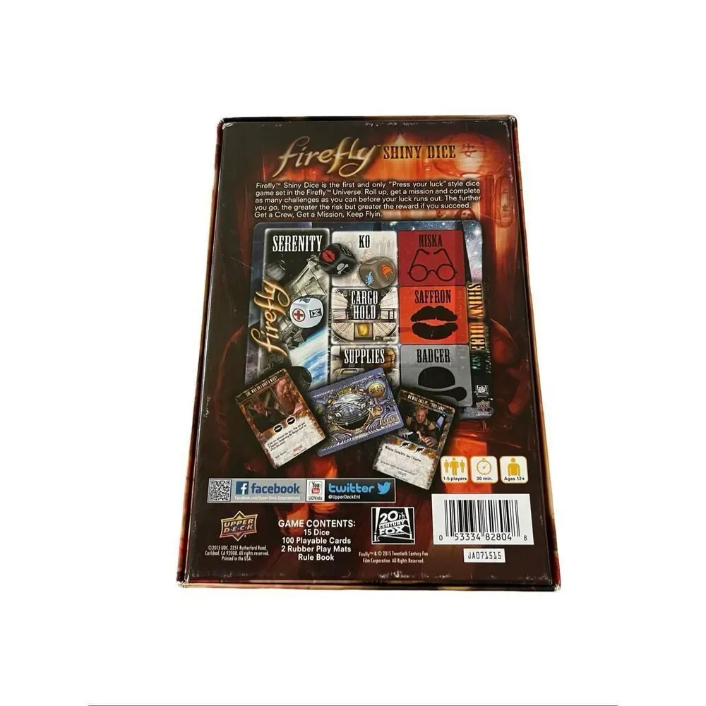 Entertainment Earth Upper Deck Brown Firefly Shiny Dice Game Set OS
